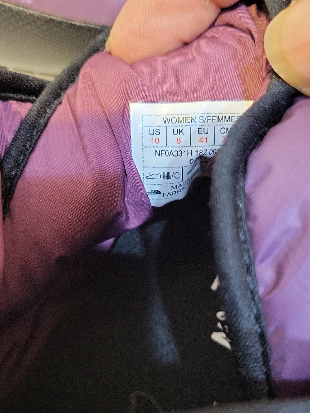 The North Face Women's Quilted Slip-On Slippers in Purple and Black Size 10 - Picture 5 of 8